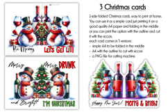 Funny Christmas Card Design, Printable A4 Holiday, Cut-out Product Image 2