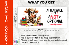 Funny Cow Teacher Mug Wrap Sublimation, Back to School PNG Product Image 2