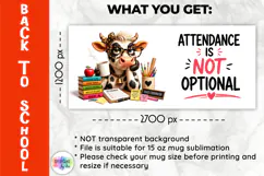 Funny Cow Teacher Mug Wrap Sublimation, Back to School PNG Product Image 2