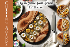 Daisy Floral Resin Cutting Board PNG, Kitchen Cutting Boards Product Image 1