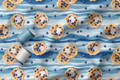 Blueberry Waffles Pattern, Pancakes with berries Patterns Product Image 2