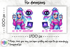 Girl Power and AI Technology Mug Wrap, Inspirational PNG Product Image 2