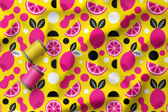 Vibrant Lemon Seamless Patterns, Neon Citrus Digital Paper Product Image 3