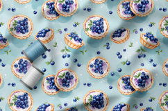 Blueberry Waffles Pattern, Pancakes with berries Patterns Product Image 3