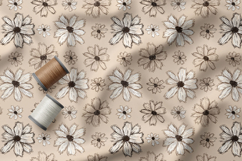 Terracotta Daisy Seamless Patterns, Boho Floral Neutral PNG Product Image 3