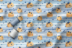 Blueberry Waffles Pattern, Pancakes with berries Patterns Product Image 4