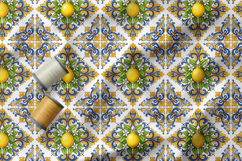 Sicilian Tile Seamless Patterns, Mediterranean Fruits Print Product Image 5
