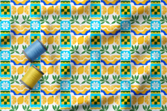 Mediterranean Lemon Seamless Pattern, Limoncello Tile Retro Product Image 5