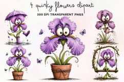 Quirky Flowers Clipart PNG Product Image 1