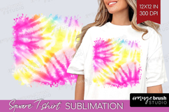 Rainbow Tie Dye Square Tshirt Background - Summer PNG Product Image 1