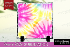 Rainbow Tie Dye Slate PNG - Summer Square Slate Sublimation Product Image 1