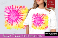 Rainbow Tie Dye Square Tshirt Background - Summer PNG Product Image 1