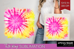 Rainbow Tie Dye Tote Bag - Summer Tote Bag PNG Sublimation Product Image 1