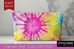 Rainbow Tie Dye Cosmetic Bag - Summer Makeup Bag PNG Product Image 1