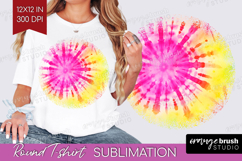 Rainbow Tie Dye Round Tshirt Background - Summer PNG Product Image 1