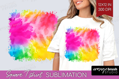 Rainbow Tie Dye Square Tshirt Background - Summer PNG Product Image 1