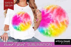 Rainbow Tie Dye Round Tshirt Background - Summer PNG Product Image 1