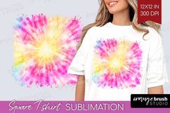 Rainbow Tie Dye Square Tshirt Background - Summer PNG Product Image 1