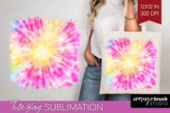 Rainbow Tie Dye Tote Bag - Summer Tote Bag PNG Sublimation Product Image 1