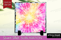 Rainbow Tie Dye Slate PNG - Summer Square Slate Sublimation Product Image 1