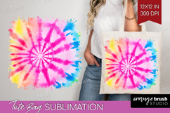 Rainbow Tie Dye Tote Bag - Summer Tote Bag PNG Sublimation Product Image 1