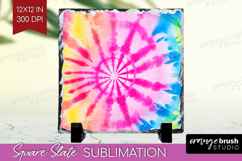 Rainbow Tie Dye Slate PNG - Summer Square Slate Sublimation Product Image 1