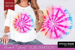 Rainbow Tie Dye Round Tshirt Background - Summer PNG Product Image 1