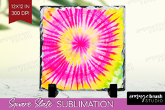 Rainbow Tie Dye Slate PNG - Summer Square Slate Sublimation Product Image 1