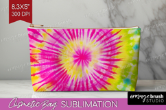 Rainbow Tie Dye Cosmetic Bag - Summer Makeup Bag PNG Product Image 1