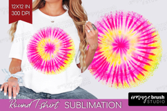 Rainbow Tie Dye Round Tshirt Background - Summer PNG Product Image 1