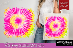 Rainbow Tie Dye Tote Bag - Summer Tote Bag PNG Sublimation Product Image 1