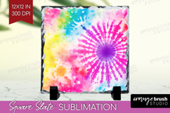 Rainbow Tie Dye Slate PNG - Summer Square Slate Sublimation Product Image 1