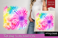 Rainbow Tie Dye Tote Bag - Summer Tote Bag PNG Sublimation Product Image 1