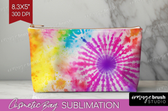 Rainbow Tie Dye Cosmetic Bag - Summer Makeup Bag PNG Product Image 1