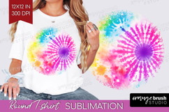 Rainbow Tie Dye Round Tshirt Background - Summer PNG Product Image 1