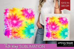 Rainbow Tie Dye Tote Bag - Summer Tote Bag PNG Sublimation Product Image 1