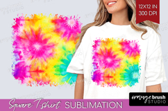 Rainbow Tie Dye Square Tshirt Background - Summer PNG Product Image 1