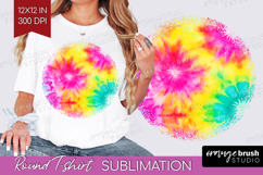 Rainbow Tie Dye Round Tshirt Background - Summer PNG Product Image 1