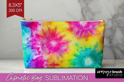 Rainbow Tie Dye Cosmetic Bag - Summer Makeup Bag PNG Product Image 1