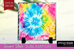 Rainbow Tie Dye Slate PNG - Summer Square Slate Sublimation Product Image 1