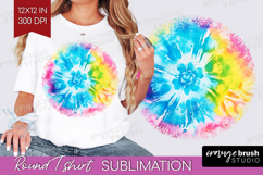 Rainbow Tie Dye Round Tshirt Background - Summer PNG Product Image 1