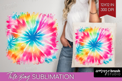 Rainbow Tie Dye Tote Bag - Summer Tote Bag PNG Sublimation Product Image 1