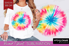 Rainbow Tie Dye Round Tshirt Background - Summer PNG Product Image 1