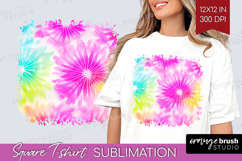 Rainbow Tie Dye Square Tshirt Background - Summer PNG Product Image 1
