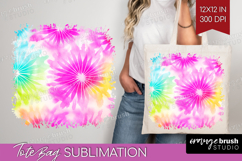 Rainbow Tie Dye Tote Bag - Summer Tote Bag PNG Sublimation Product Image 1