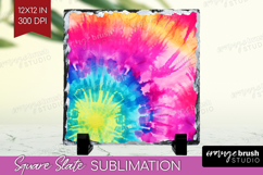 Rainbow Tie Dye Slate PNG - Summer Square Slate Sublimation Product Image 1