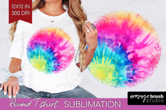 Rainbow Tie Dye Round Tshirt Background - Summer PNG Product Image 1