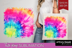 Rainbow Tie Dye Tote Bag - Summer Tote Bag PNG Sublimation Product Image 1