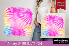 Rainbow Tie Dye Tote Bag - Summer Tote Bag PNG Sublimation Product Image 1