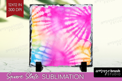 Rainbow Tie Dye Slate PNG - Summer Square Slate Sublimation Product Image 1
